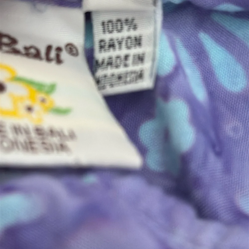 Batik Bali, Floral Purple and blue 100% rayon kids sleeveless Med Dress (mlb)